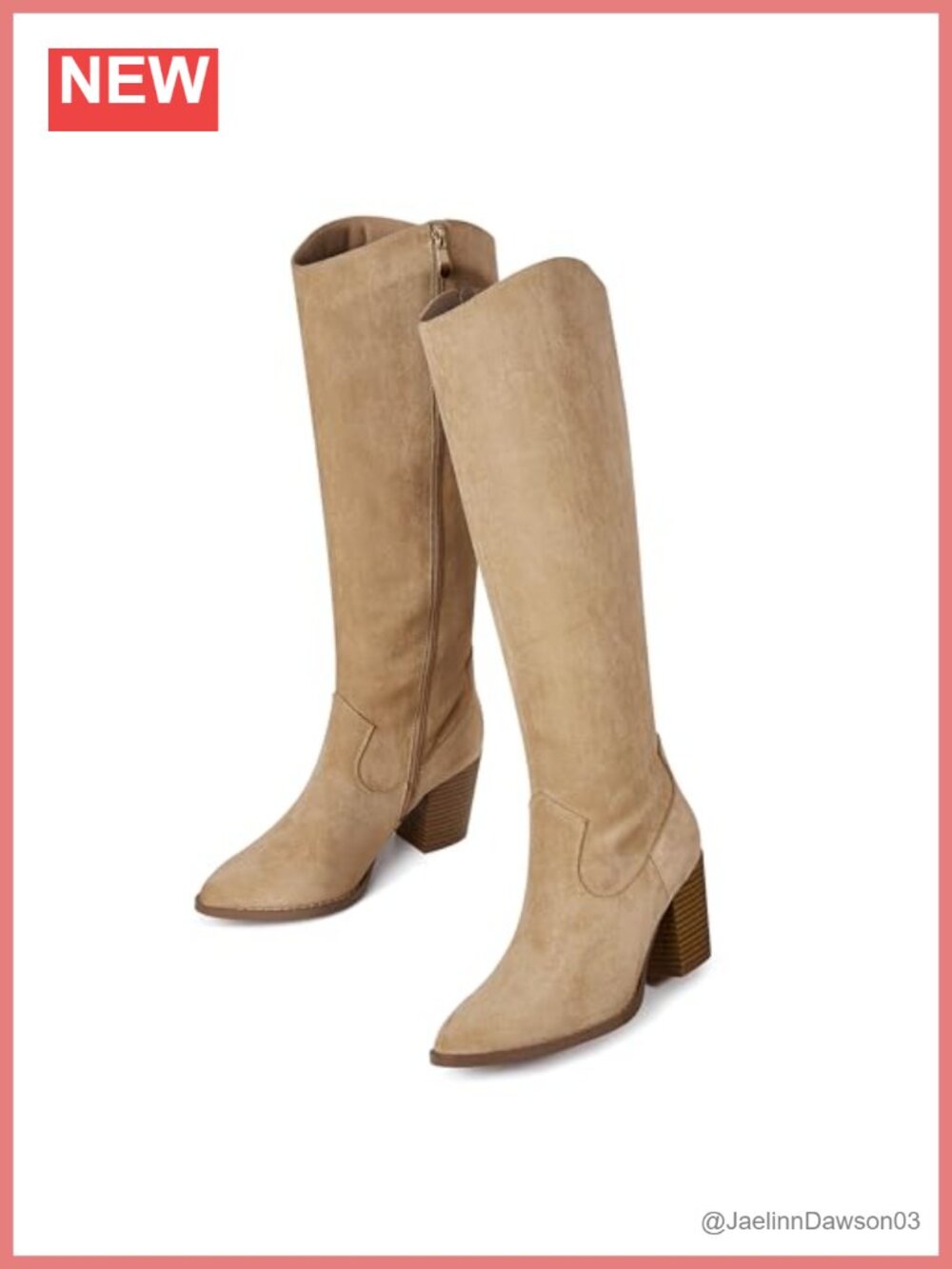 Faux Suede Knee High Boots Block Chunky Heel Pointed Toe Zip Womens Tall